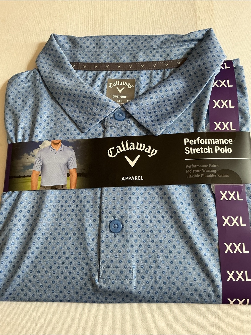 Callaway Light Blue Micro-Pattern Performance Polo - Picture 2 of 16